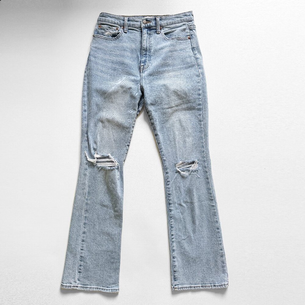 Pistola Dana Distressed High Rise Flare Denim Sz 28